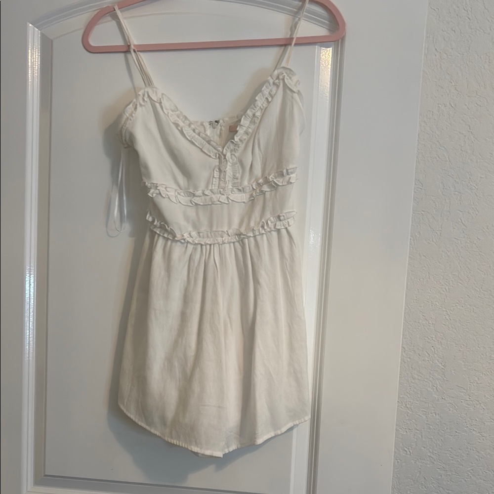 Miami White Ruffled Jumpsuit with Spaghetti Straps